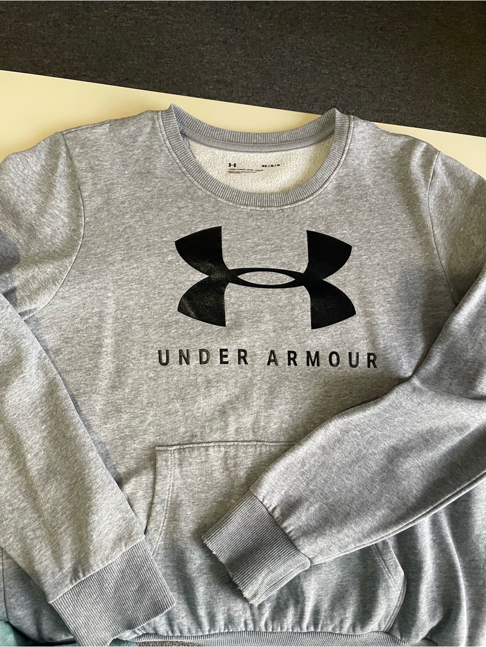 Under Armour Grey Crewneck Sweatshirt - Men's Size Medium - Logo Big - Picture 3 of 8
